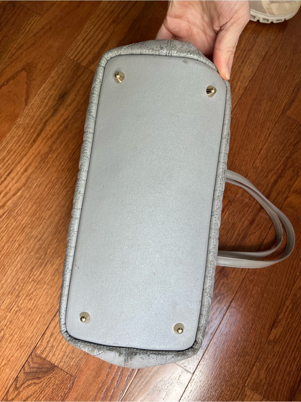 Dior Quilted Tote in Light Gray with Silver Charm - Picture 9 of 15